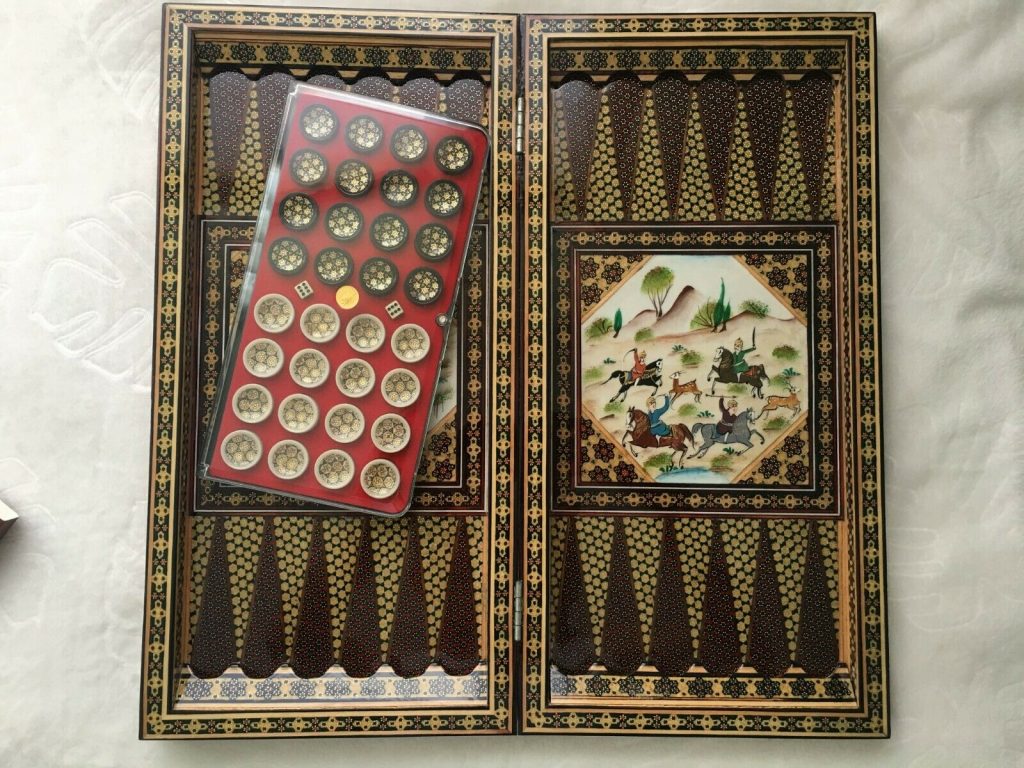 persian art backgammon and chess board